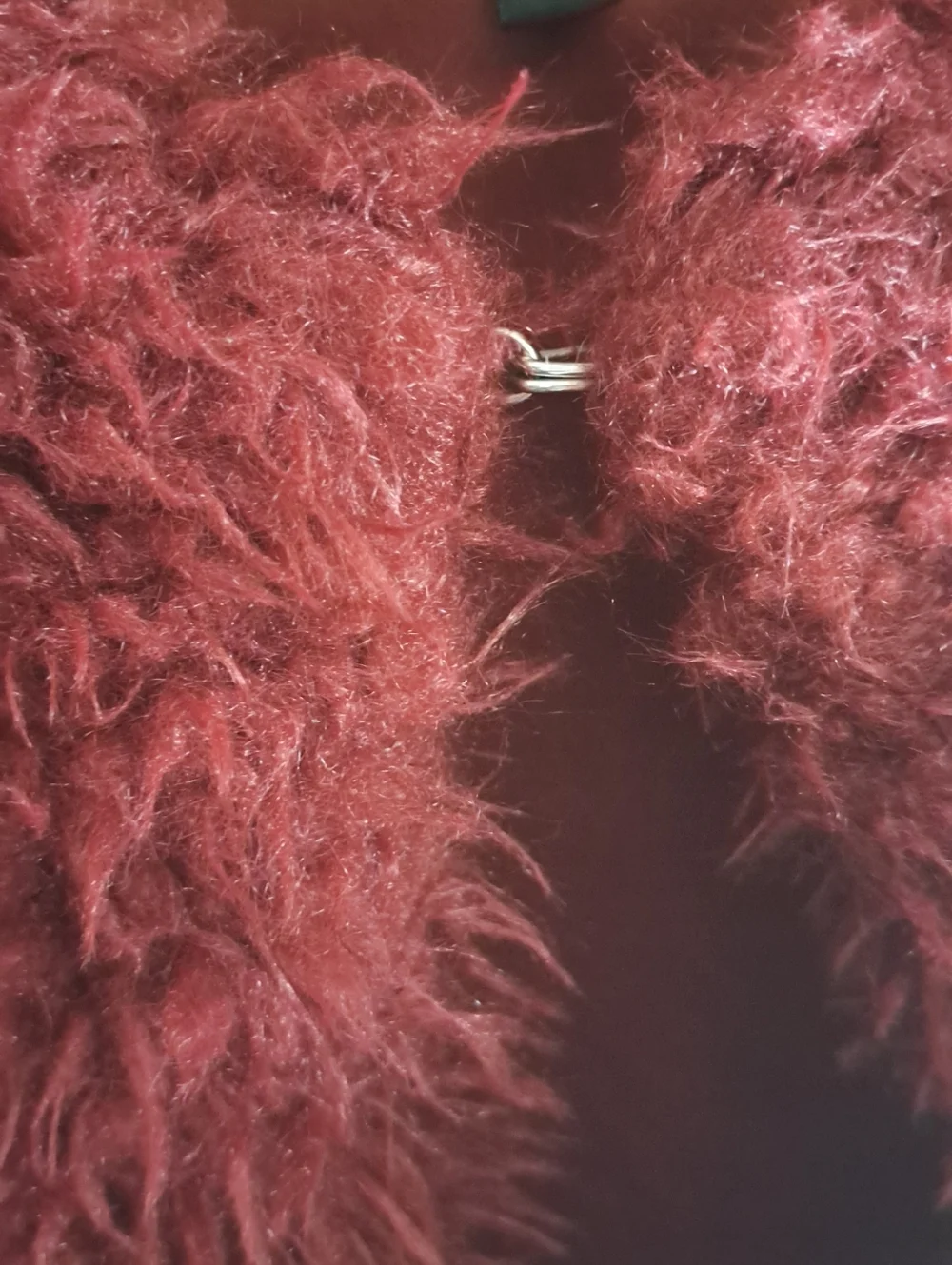 Ashley By 26 Maroon Shaggy Faux Fur Jacket - Fluffy Y2K Mob Wife Coat - Size S